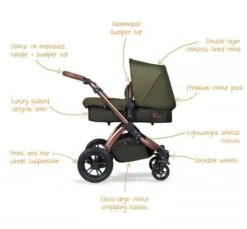 Ickle Bubba Stomp V4 All In One Isofix Travel System – Woodland Bronze -Kiddies Kingdom Store 002 Stomp V4 Woodland Bronze Features 600x556 1