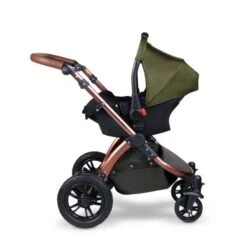 Ickle Bubba Stomp V4 All In One Isofix Travel System – Woodland Bronze -Kiddies Kingdom Store 007 Stomp V4 Woodland Bronze Car Seat on Chassis 600x600 1