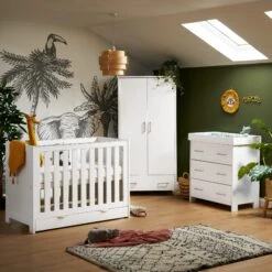 Obaby 4 In 1 Nika 4 Piece Nursery Room Set/Under Drawer – White Wash