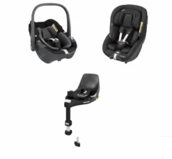 Mee-Go Milano Evo Newborn Travel System Builder – Abstract Black -Kiddies Kingdom Store 360 family bundle black