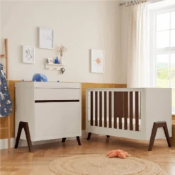 Tutti Bambini Fuori 4in1 2 Piece Nursery Room Set – White Sand/Warm Walnut