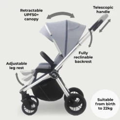 My Babiie Travel System With Cabriofix Car Seat – Steel Blue -Kiddies Kingdom Store 7i795957