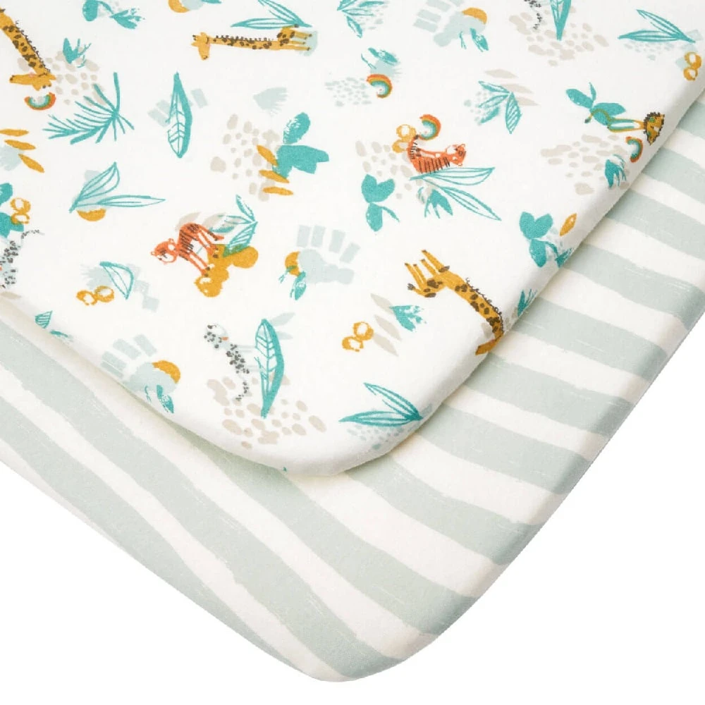 Tutti Bambini Bedside Crib Fitted Sheets 2pk – Run Wild 1 Tutti Bambini Bedside Crib Fitted Sheets 2pk – Run Wild