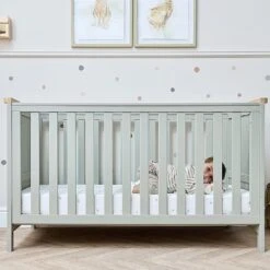 Tutti Bambini Misha Cot Bed – Sage/Golden Oak -Kiddies Kingdom Store AW3E4