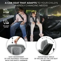 Kinderkraft XPEDITION 2 I-Size Car Seat 40-150cm Grey -Kiddies Kingdom Store BDFHTJ