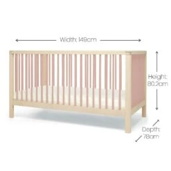 Mamas & Papas Solo Cot Bed And Mattress – Blush/Natural -Kiddies Kingdom Store BGYUJ 1