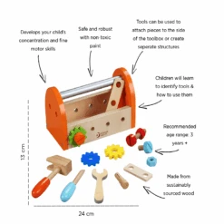 Classic World Carpenter Tool Box -Kiddies Kingdom Store CLASSIC WORLD CARPENTER TOOL BOX