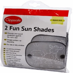 Car Safety Essentials Kit -Kiddies Kingdom Store CLIPPASAFE AUTO SAFARI FUN SUN SCREENS BLACK WHITE Copy