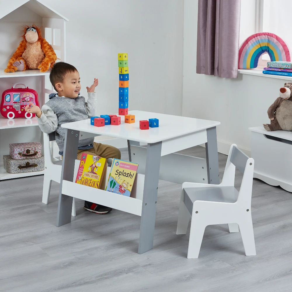 Liberty House Toys Grey And White Bookshelf Table And Chair Set 7 Liberty House Toys Grey And White Bookshelf Table And Chair Set - Image 7