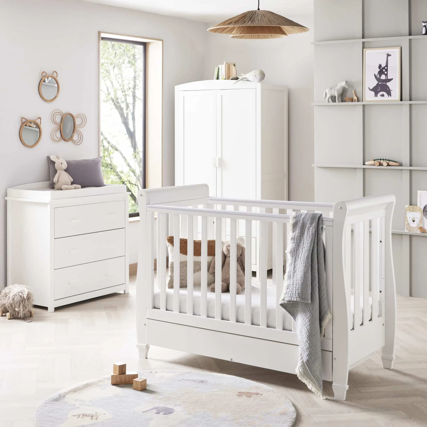 Eva Dropside 3 Piece Nursery Room Set/White + Luxury Nursery Starter Package 1 Eva Dropside 3 Piece Nursery Room Set/White + Luxury Nursery Starter Package