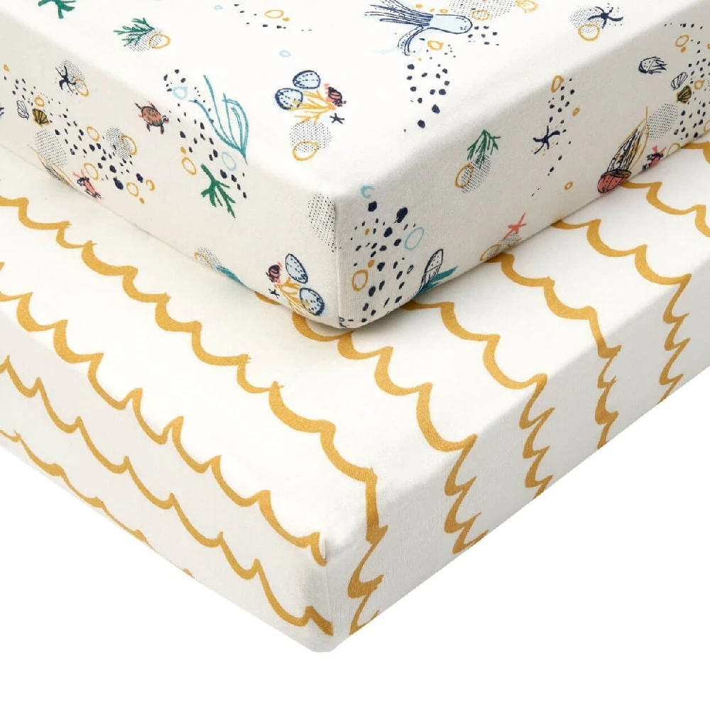 Tutti Bambini Mini Cot Fitted Sheets 2pk – Our Planet 1 Tutti Bambini Mini Cot Fitted Sheets 2pk – Our Planet