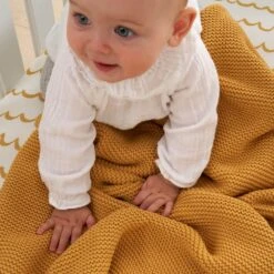 Tutti Bambini Chunky Knitted Baby Blanket – Ochre 8 Tutti Bambini Chunky Knitted Baby Blanket – Ochre -Kiddies Kingdom Store GHTF 1