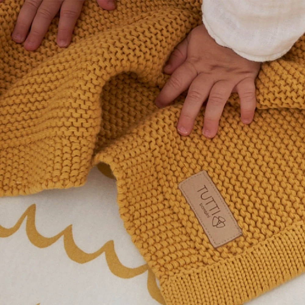 Tutti Bambini Chunky Knitted Baby Blanket – Ochre 4 Tutti Bambini Chunky Knitted Baby Blanket – Ochre - Image 4