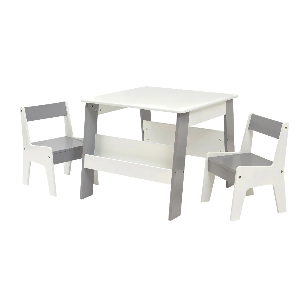 Liberty House Toys Grey And White Bookshelf Table And Chair Set 2 Liberty House Toys Grey And White Bookshelf Table And Chair Set - Image 2