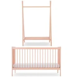 CuddleCo Nola Cot Bed And Clothing Rail – Soft Blush