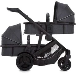 Hauck Duett 3 Carrycot – Melange Black -Kiddies Kingdom Store Hauck Duett 3 Tandem Carrycot Melange Black 3