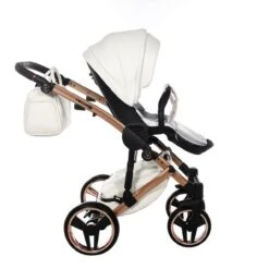 Junama Fluo Individual Pram – Satin White Rose Gold -Kiddies Kingdom Store Junama Fluo Individual Pushchair Satin 2