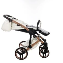 Junama Fluo Individual Pram – Satin White Rose Gold -Kiddies Kingdom Store Junama Fluo Individual Pushchair Satin 3