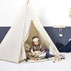 Little Green Sheep Teepee Play Tent – Linen