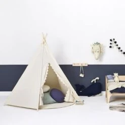Little Green Sheep Teepee Play Tent – Linen -Kiddies Kingdom Store KIDS TEEPEE PLAY TENT LINEN 3