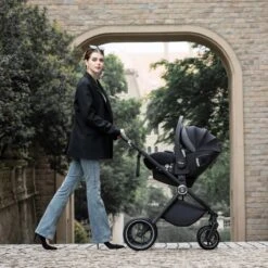 Babymore Kai Pram Pushchair – Forest Grey -Kiddies Kingdom Store Kai Travel System Pecan with Base – Forest Grey 2 1