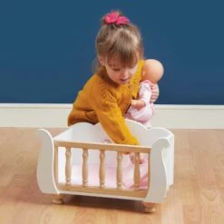 Le Toy Van Sleigh Doll Cot And Crib -Kiddies Kingdom Store Le Toy Van Sleigh Doll Cot 4