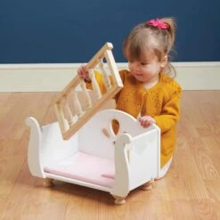 Le Toy Van Sleigh Doll Cot And Crib -Kiddies Kingdom Store Le Toy Van Sleigh Doll Cot 5