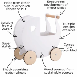 Moover Dolls Pram White 9 Moover Dolls Pram White -Kiddies Kingdom Store MOOVER DOLLS PRAM WHITE2