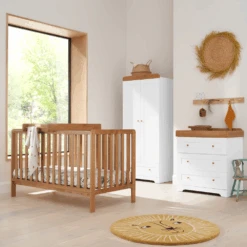 Tutti Bambini Napoli 5 Piece With Malmo Cot Bed Nursery Room Set – White/Oak