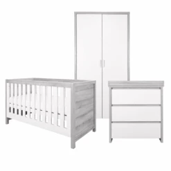 Tutti Bambini Modena 5 Piece Nursery Room Set With 3 X Shelves – Grey Ash/White -Kiddies Kingdom Store Modena 3 Piece Room Set Grey Ash White