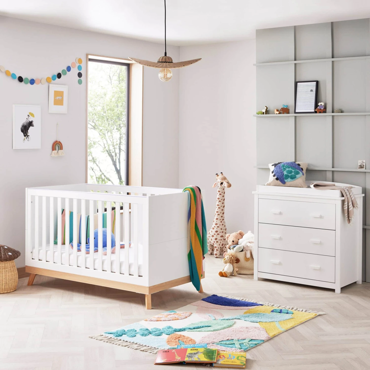 Babymore Mona 2 Piece Nursery Room Set – White 1 Babymore Mona 2 Piece Nursery Room Set – White