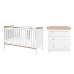 Tutti Bambini Napoli Newborn Nursery Room Set Bundle – White/Oak -Kiddies Kingdom Store Napoli white oak 2 piece
