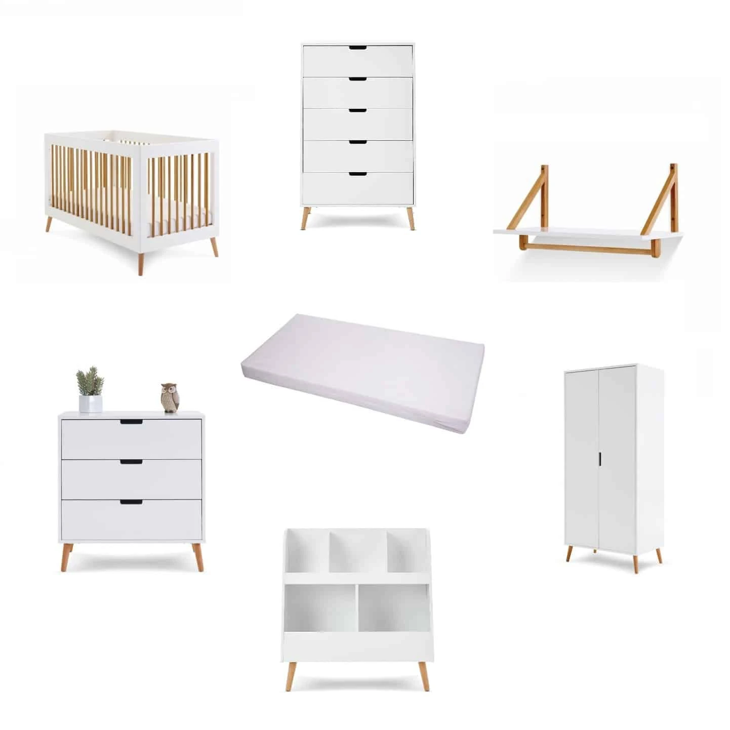 Obaby Maya Ultimate Combo Nursery Room Set- White And Natural 1 Obaby Maya Ultimate Combo Nursery Room Set- White And Natural