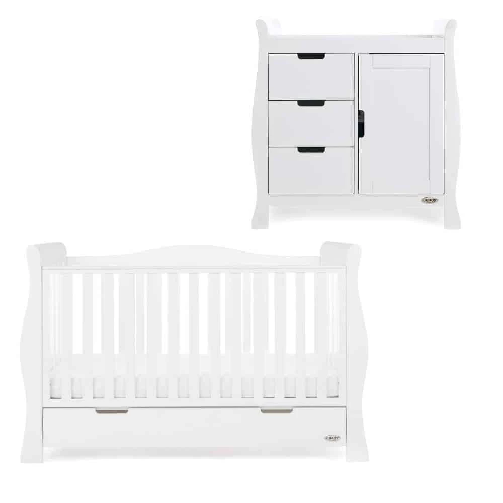 Obaby Stamford Luxe 2 Piece Nursery Room Set/Mattress – White 1 Obaby Stamford Luxe 2 Piece Nursery Room Set/Mattress – White
