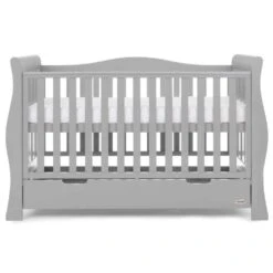Obaby Stamford Luxe Sleigh Cot Bed – Warm Grey 13 Obaby Stamford Luxe Sleigh Cot Bed – Warm Grey -Kiddies Kingdom Store Obaby Stamford Luxe Sleigh Cot Bed Warm Grey 2