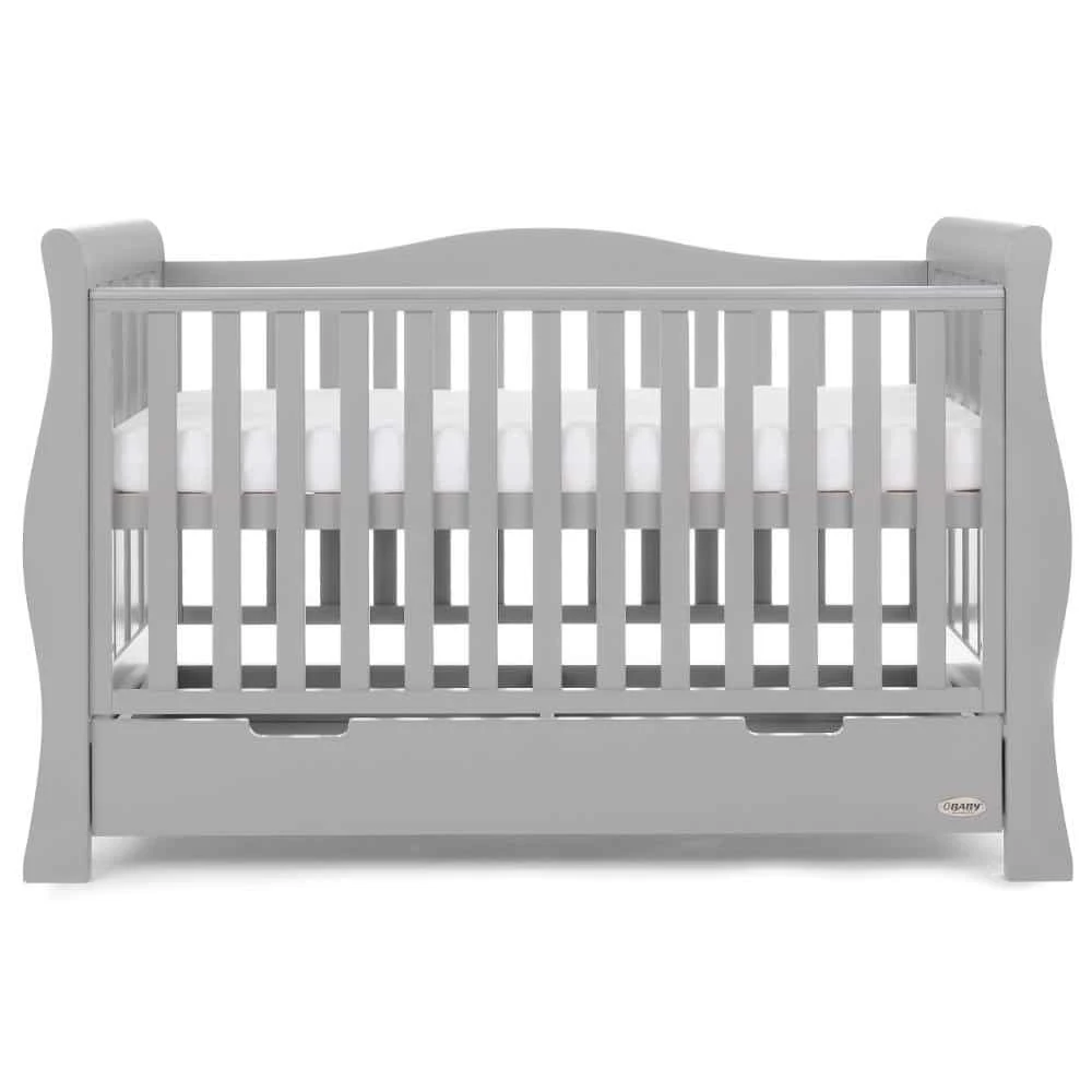 Obaby Stamford Luxe Sleigh Cot Bed – Warm Grey 3 Obaby Stamford Luxe Sleigh Cot Bed – Warm Grey - Image 3