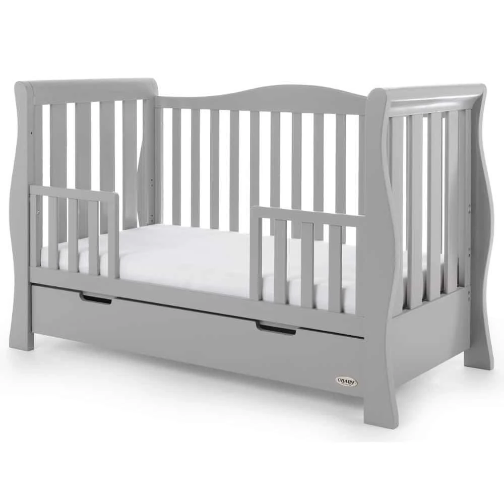 Obaby Stamford Luxe Sleigh Cot Bed – Warm Grey 2 Obaby Stamford Luxe Sleigh Cot Bed – Warm Grey - Image 2