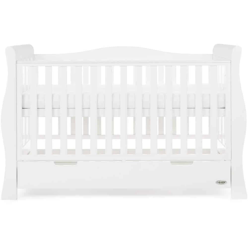 Obaby Stamford Luxe Sleigh Cot Bed – White 6 Obaby Stamford Luxe Sleigh Cot Bed – White - Image 6