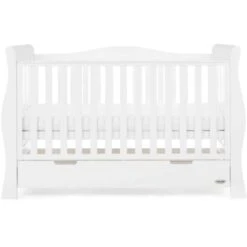 Obaby Stamford Luxe Sleigh Cot Bed – White 13 Obaby Stamford Luxe Sleigh Cot Bed – White -Kiddies Kingdom Store Obaby Stamford Luxe Sleigh Cot Bed White 3