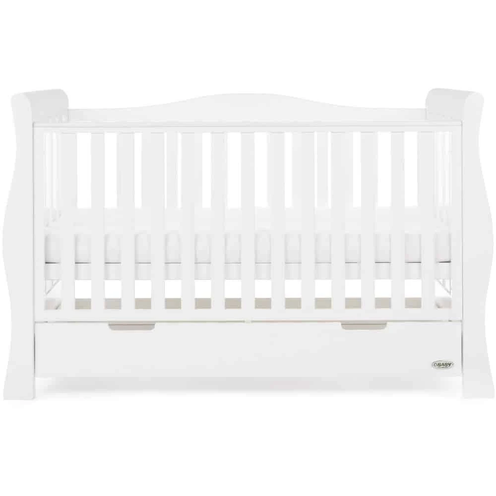 Obaby Stamford Luxe Sleigh Cot Bed – White 5 Obaby Stamford Luxe Sleigh Cot Bed – White - Image 5