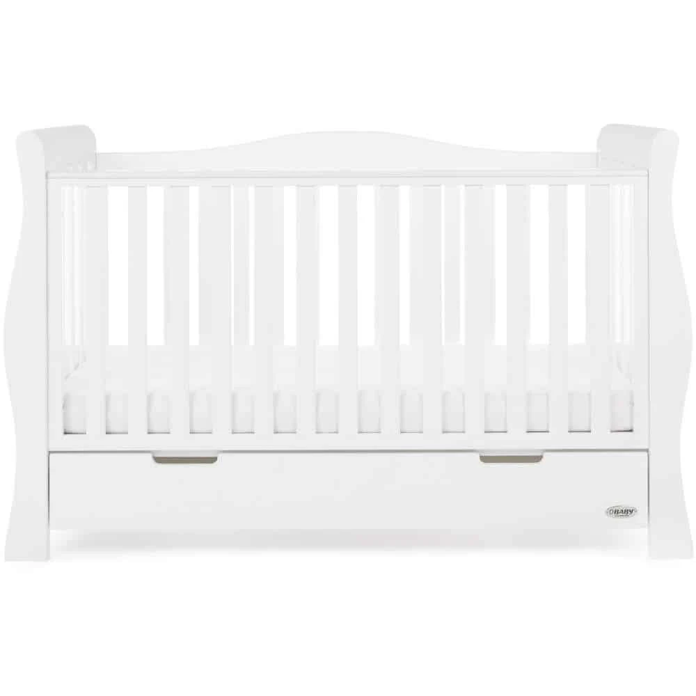 Obaby Stamford Luxe Sleigh Cot Bed – White 4 Obaby Stamford Luxe Sleigh Cot Bed – White - Image 4