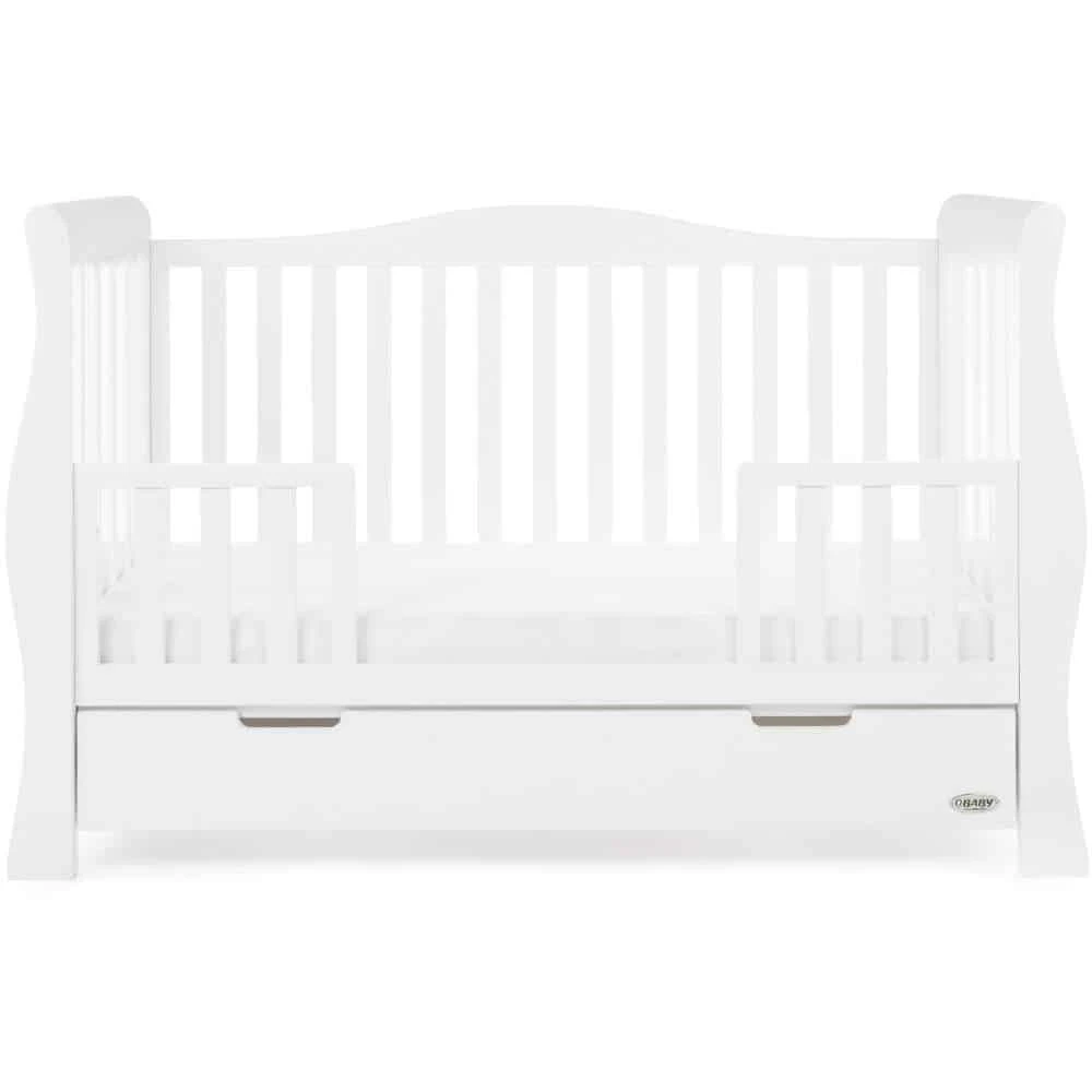 Obaby Stamford Luxe Sleigh Cot Bed – White 2 Obaby Stamford Luxe Sleigh Cot Bed – White - Image 2
