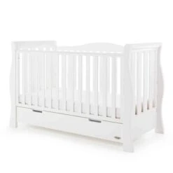 Obaby Stamford Luxe 4 Piece Room Set – White -Kiddies Kingdom Store Obaby Stamford Luxe Sleigh Cot Bed White 7