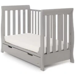 Obaby Stamford Mini Cot Bed 2 Piece Room Set – Warm Grey 19 Obaby Stamford Mini Cot Bed 2 Piece Room Set – Warm Grey -Kiddies Kingdom Store Obaby Stamford Mini Sleigh 2 Piece Room Set Warm Grey 4 1