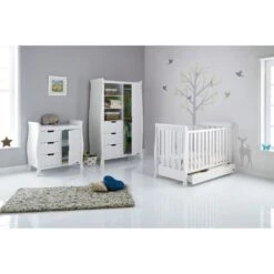 Obaby Stamford Mini Sleigh Cot Bed Nursery Room Set Builder – White