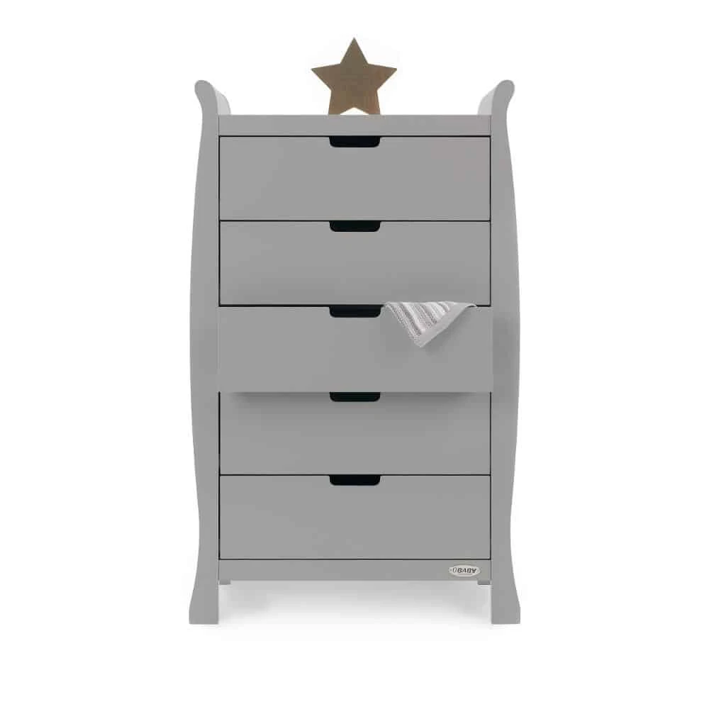 Obaby Stamford Sleigh Tall Chest Of Drawers – Warm Grey 2 Obaby Stamford Sleigh Tall Chest Of Drawers – Warm Grey - Image 2