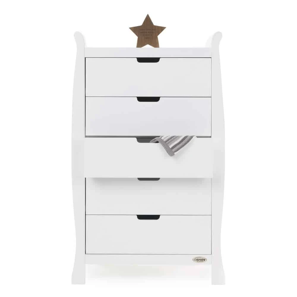 Obaby Stamford Sleigh Tall Chest Of Drawers – White 2 Obaby Stamford Sleigh Tall Chest Of Drawers – White - Image 2