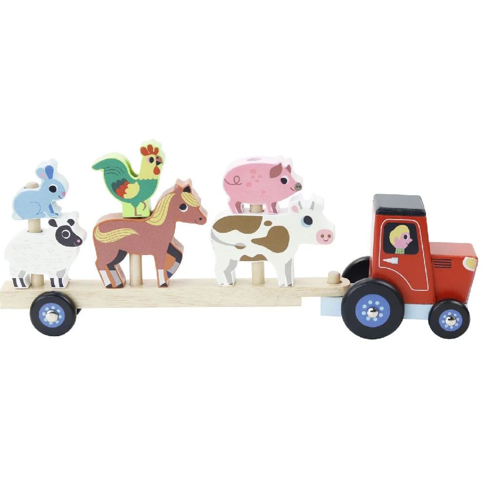 Vilac Tractor And Trailer With Animal Stacking Game 1 Vilac Tractor And Trailer With Animal Stacking Game