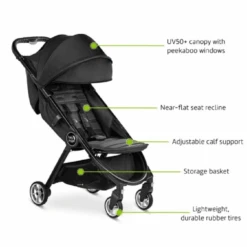 Baby Jogger City Tour 2 Pitch Black Pushchair -Kiddies Kingdom Store PPIH