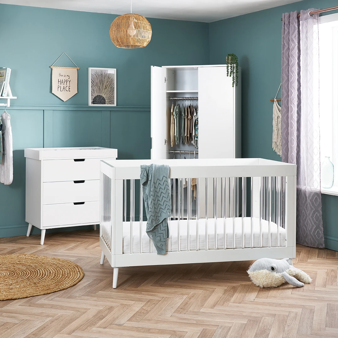 Obaby Maya 3 Piece Acrylic Nursery Room Set – White 2 Obaby Maya 3 Piece Acrylic Nursery Room Set – White - Image 2